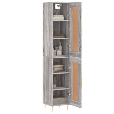 vidaXL Buffet haut Sonoma gris 34,5x34x180 cm Bois d'ingénierie