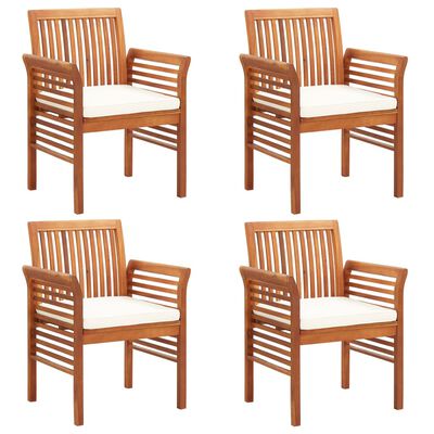 vidaXL Chaises de jardin avec coussins lot de 4 Bois d'acacia massif