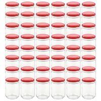 vidaXL 48 pcs Pots à confiture avec couvercle rouge Verre 230 ml