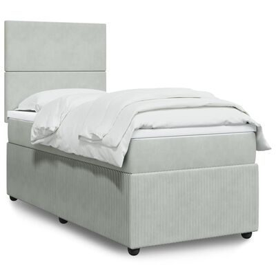 vidaXL Sommier à lattes de lit et matelas Gris clair 90x200 cm Velours