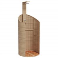 vidaXL Douche d'extérieur beige 100x100x241,5cm poly rotin bois acacia