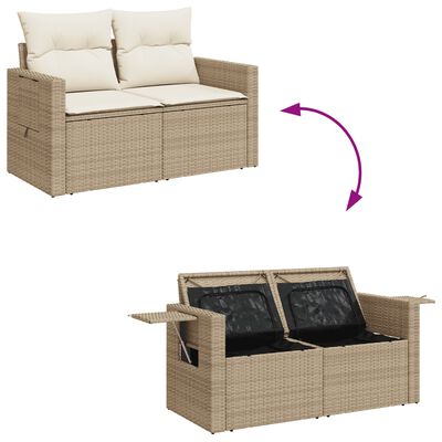 vidaXL Salon de jardin avec coussins 6 pcs beige résine tressée