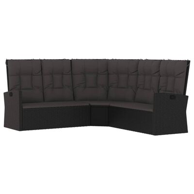 vidaXL Salon de jardin 3 pcs avec coussins Noir Résine tressée