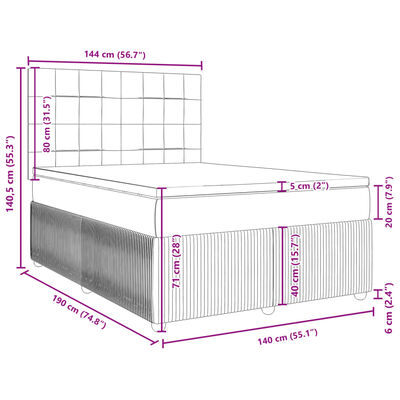 vidaXL Sommier à lattes de lit avec matelas Crème 140x190 cm Tissu