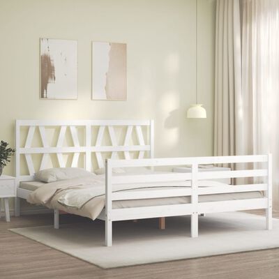 vidaXL Cadre de lit sans matelas blanc bois de pin massif