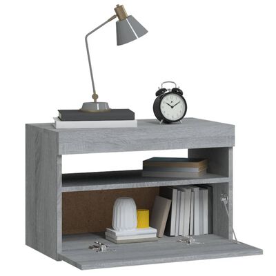 vidaXL Table de chevet avec lumières LED Sonoma gris 60x35x40 cm