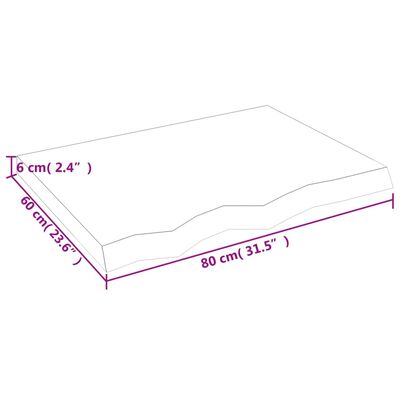 vidaXL Dessus de table 80x60x(2-6) cm bois de chêne massif non traité