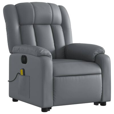 vidaXL Fauteuil inclinable de massage électrique gris similicuir