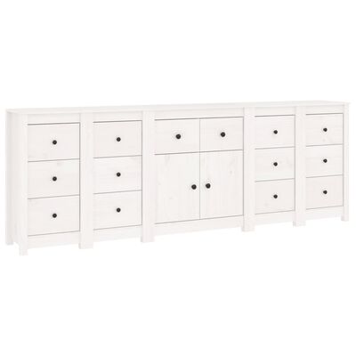 vidaXL Buffet Blanc 230x35x80 cm Bois massif de pin