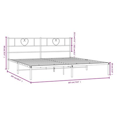 vidaXL Cadre de lit métal sans matelas et tête de lit blanc 180x200 cm