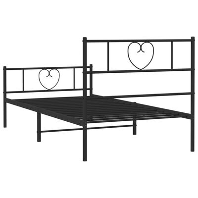 vidaXL Cadre de lit métal sans matelas avec pied de lit noir 107x203cm