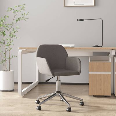 vidaXL Chaise pivotante de bureau Gris foncé Tissu