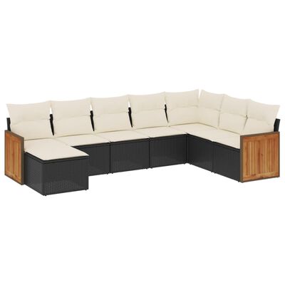 vidaXL Salon de jardin 8 pcs avec coussins noir résine tressée