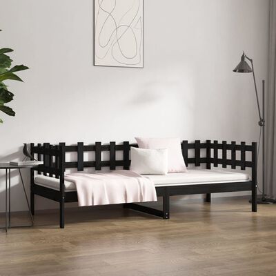 vidaXL Lit de jour sans matelas noir 90x190 cm bois de pin massif