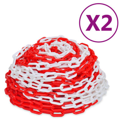 vidaXL Chaînes d'avertissement 2 pcs Rouge et blanc Plastique 30 m