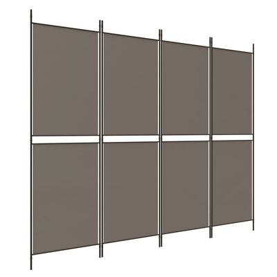 vidaXL Cloison de séparation 4 panneaux Anthracite 200x200 cm Tissu