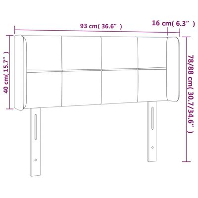 vidaXL Tête de lit à LED Noir 93x16x78/88 cm Velours