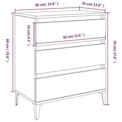 vidaXL Buffet Sonoma gris 60x35x70 cm Bois d'ingénierie