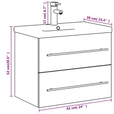 vidaXL Armoire lavabo de salle de bain et bassin intégré chêne sonoma