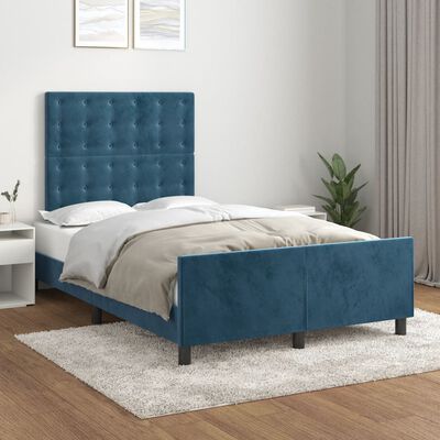 vidaXL Cadre de lit sans matelas bleu foncé 120x190 cm velours