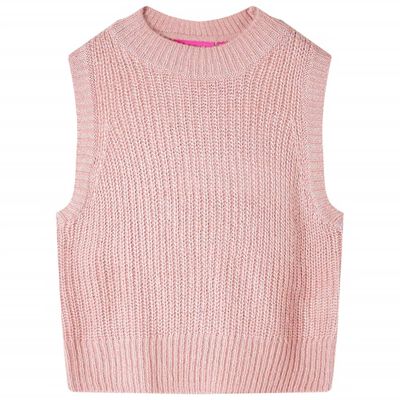 Gilet pull-over tricoté pour enfants rose clair 140