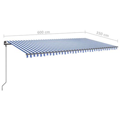 vidaXL Auvent automatique capteur de vent et LED 6x3,5 m Bleu et blanc