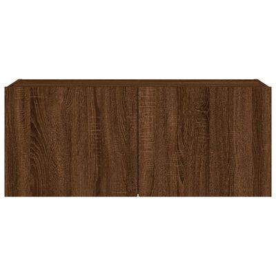 vidaXL Meuble TV mural avec lumières LED chêne marron 100x35x41 cm