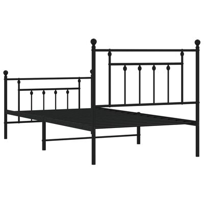 vidaXL Cadre de lit métal sans matelas avec pied de lit noir 100x190cm