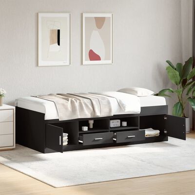 vidaXL Lit de jour avec tiroirs sans matelas noir 75x190 cm