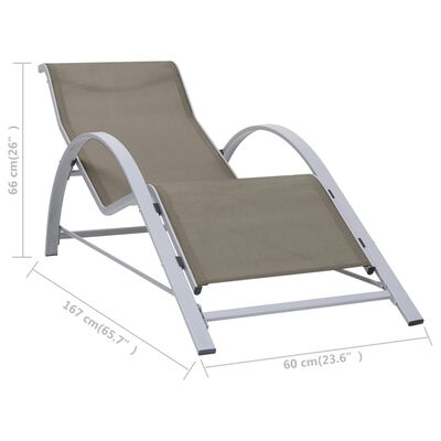 vidaXL Chaises longues lot de 2 avec table Aluminium Taupe