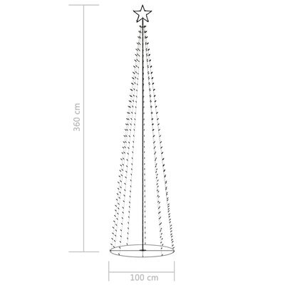 vidaXL Arbre de Noël cône 400 LED blanc chaud décoration 100x360 cm