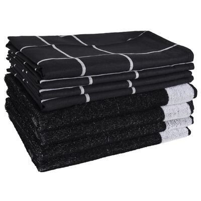 vidaXL Ensemble de serviettes 12 pcs noir coton