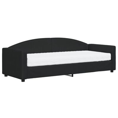 vidaXL Lit de jour avec matelas noir 80x200 cm tissu