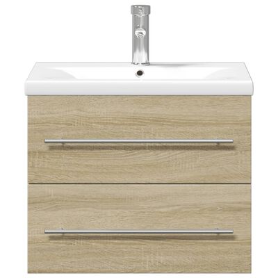 vidaXL Armoire lavabo de salle de bain et bassin intégré chêne sonoma