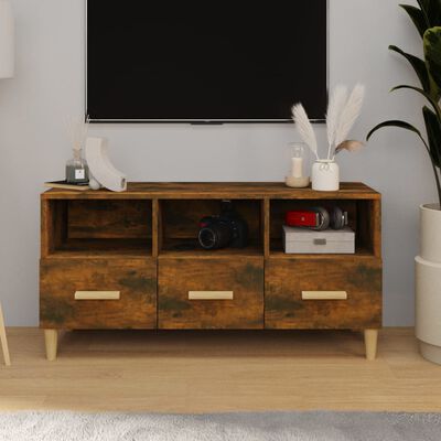 vidaXL Meuble TV Chêne fumé 102x36x50 cm Bois d'ingénierie