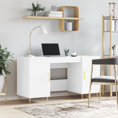 vidaXL Bureau blanc 140x50x75 cm bois d'ingénierie