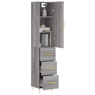 vidaXL Buffet haut Sonoma gris 34,5x34x180 cm Bois d'ingénierie