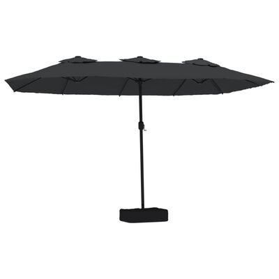 vidaXL Parasol de jardin à double tête avec LED noir 449x245 cm