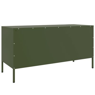 vidaXL Meuble TV vert olive 100,5x39x50,5 cm acier