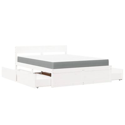 vidaXL Lit avec tiroirs et matelas blanc 140x200 cm bois massif de pin