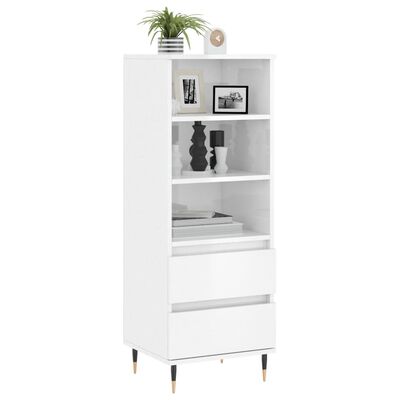 vidaXL Buffet haut Blanc brillant 40x36x110 cm Bois d'ingénierie