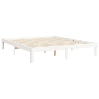 vidaXL Cadre de lit avec tête de lit blanc King Size bois massif