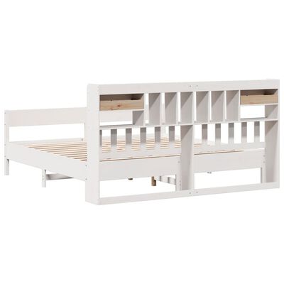 vidaXL Lit bibliothèque sans matelas blanc 180x200 cm bois pin massif