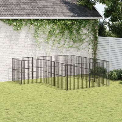 vidaXL Parc pour chien 12 panneaux noir acier galvanisé