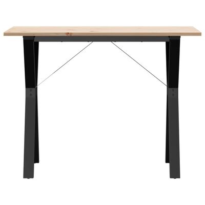 vidaXL Table à manger cadre en Y 100x50x75 cm bois de pin massif fonte