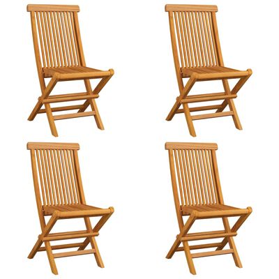 vidaXL Chaises de jardin et coussins gris lot de 4 Bois de teck massif