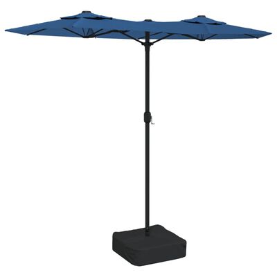 vidaXL Parasol de jardin à double tête avec LED bleu azuré 316x240 cm