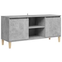 vidaXL Meuble TV avec pieds en bois massif Gris béton 103,5x35x50 cm