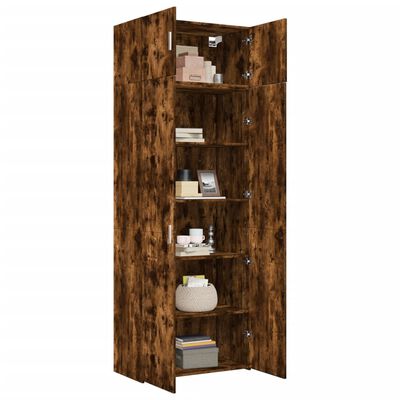 vidaXL Armoire de rangement chêne fumé 80x42,5x225cm bois d'ingénierie