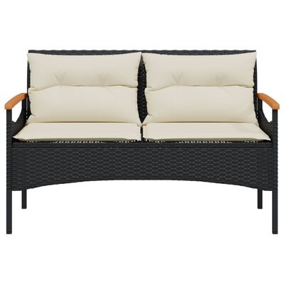 vidaXL Salon de jardin 4 pcs avec coussins noir résine tressée